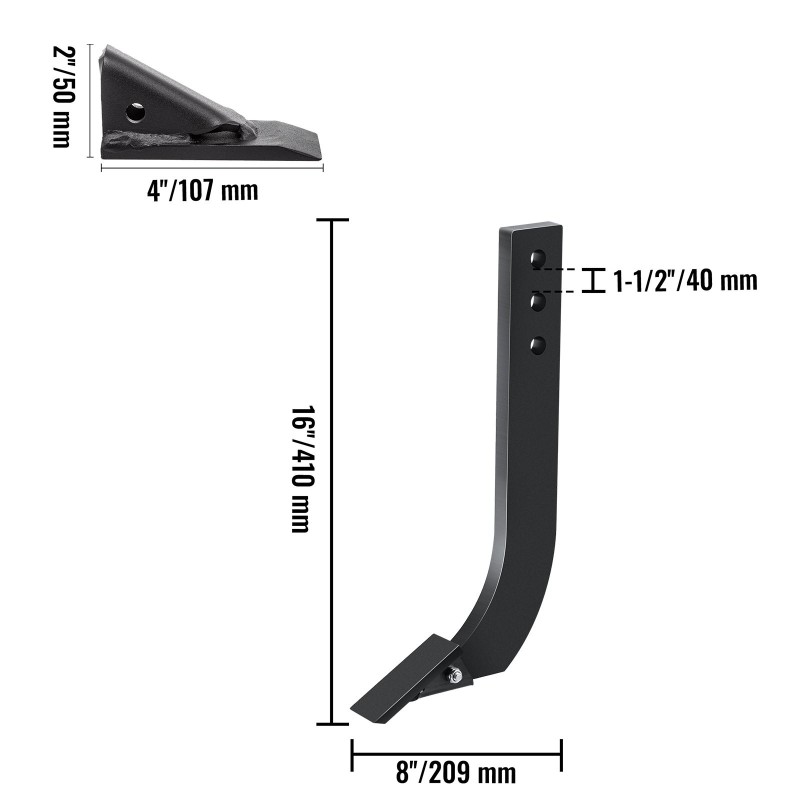 Laatikkoterän piikit 6 kpl hiiliterästä 410×209 mm irrotettavat hampaat 3 säätöreikää