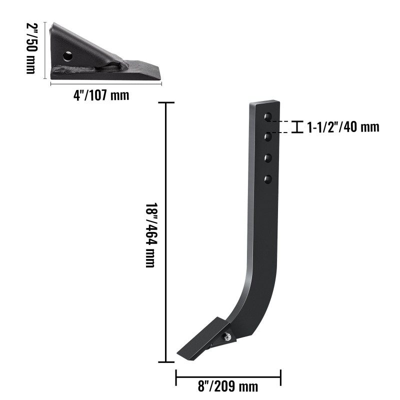 Laatikkoterän piikkasarja hiiliteräs kahdeksantoista tuumaa ja kahdeksan tuumaa viisi kappaletta irrotettavat hampaat