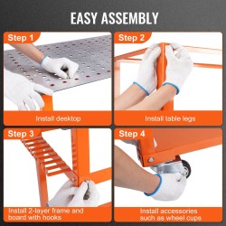 Hitsauspöytä hiiliteräs 91,4x61 cm 272 kg kantavuus pyörillä kaksitasoinen säilytys