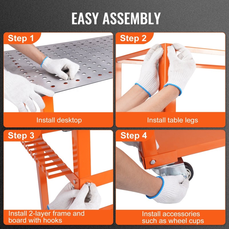 Hitsauspöytä hiiliteräs 91,4x61 cm 272 kg kantavuus pyörillä kaksitasoinen säilytys