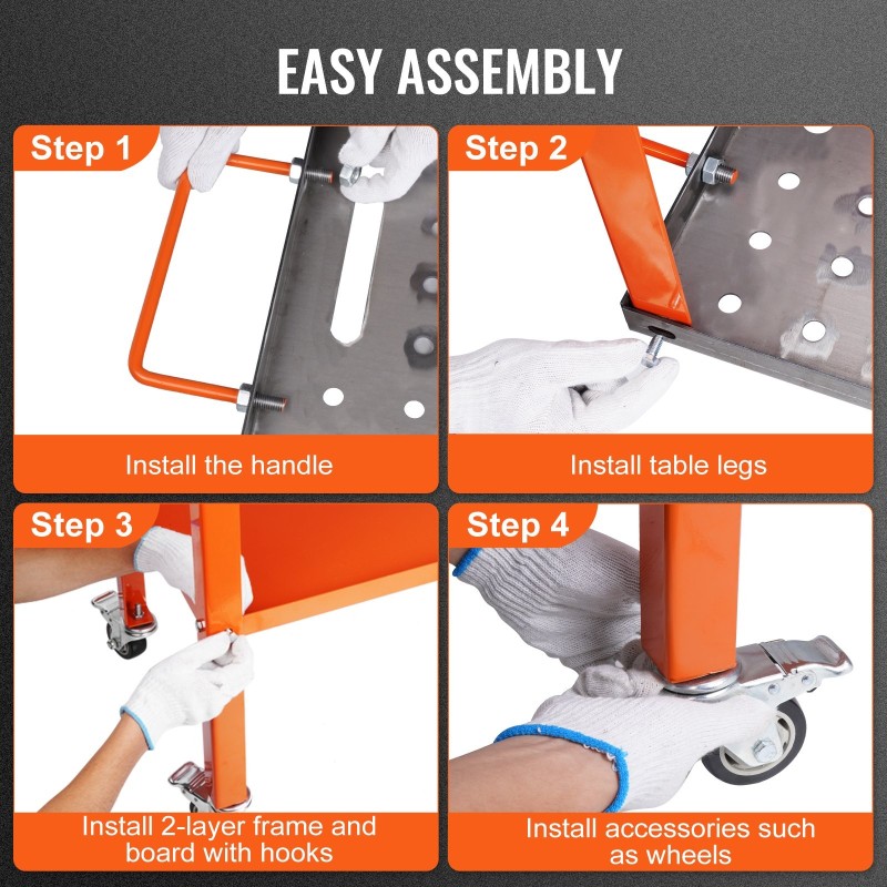 Hiiliteräksinen hitsaustyöpöytä 91,4 x 45,7 cm 544 kilogramman kantavuus jarrullisilla pyörillä