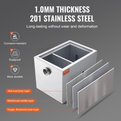 Rasvanerotin 201-ruostumattomasta teräksestä kompaktilla koolla tiskialtaan alle