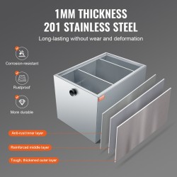 Ruostumaton teräs rasvanerotin keittiöön 600 x 400 x 390 mm