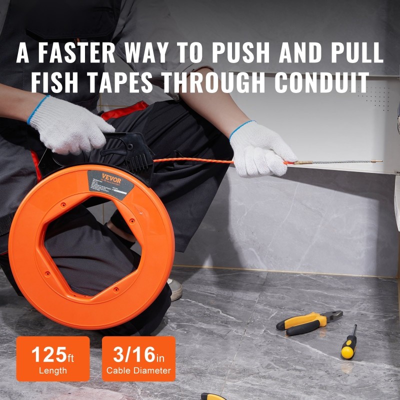 Kaapelinvetonauha eristävä PET 38,1 m 4,5 mm nikkelöity vetopää