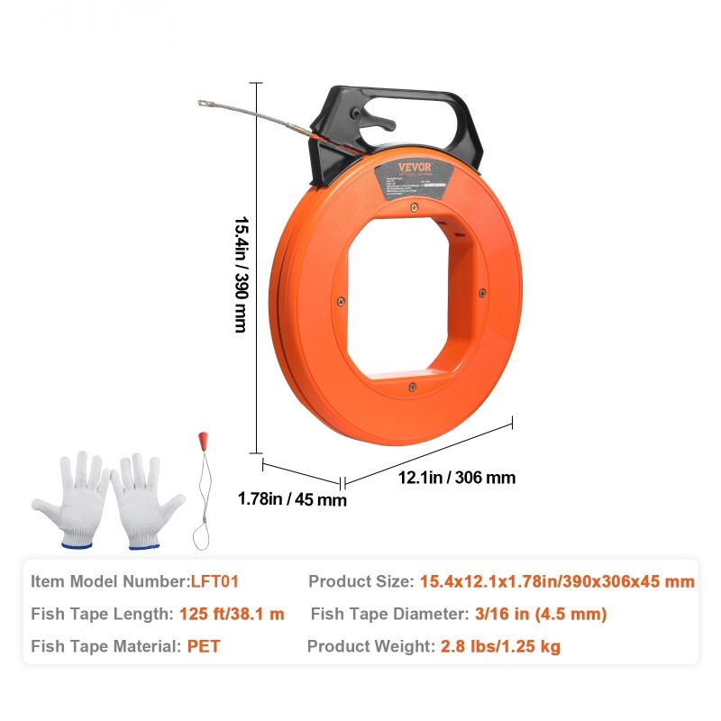 Kaapelinvetonauha eristävä PET 38,1 m 4,5 mm nikkelöity vetopää