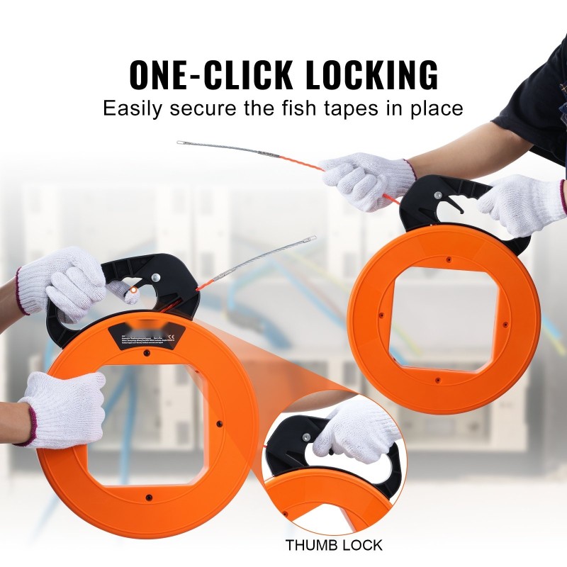 Kaapelinvetonauha 30,5 m 6,35 mm PET-muovinen sähköä johtamaton nikkeloitu kärki kovamuovikotelo