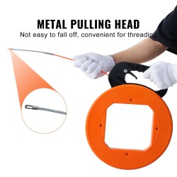 Kaapelinvetonauha 30,5 m 6,35 mm PET-muovinen sähköä johtamaton nikkeloitu kärki kovamuovikotelo