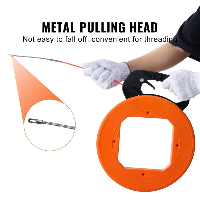 Kaapelinvetonauha 30,5 m 6,35 mm PET-muovinen sähköä johtamaton nikkeloitu kärki kovamuovikotelo