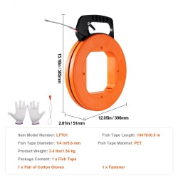 Kaapelinvetonauha 30,5 m 6,35 mm PET-muovinen sähköä johtamaton nikkeloitu kärki kovamuovikotelo