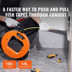 Lasikuituinen vetojousi 30,5 m 4,23 mm muovikela nikkeloitu hiiliteräspää peukalolukko