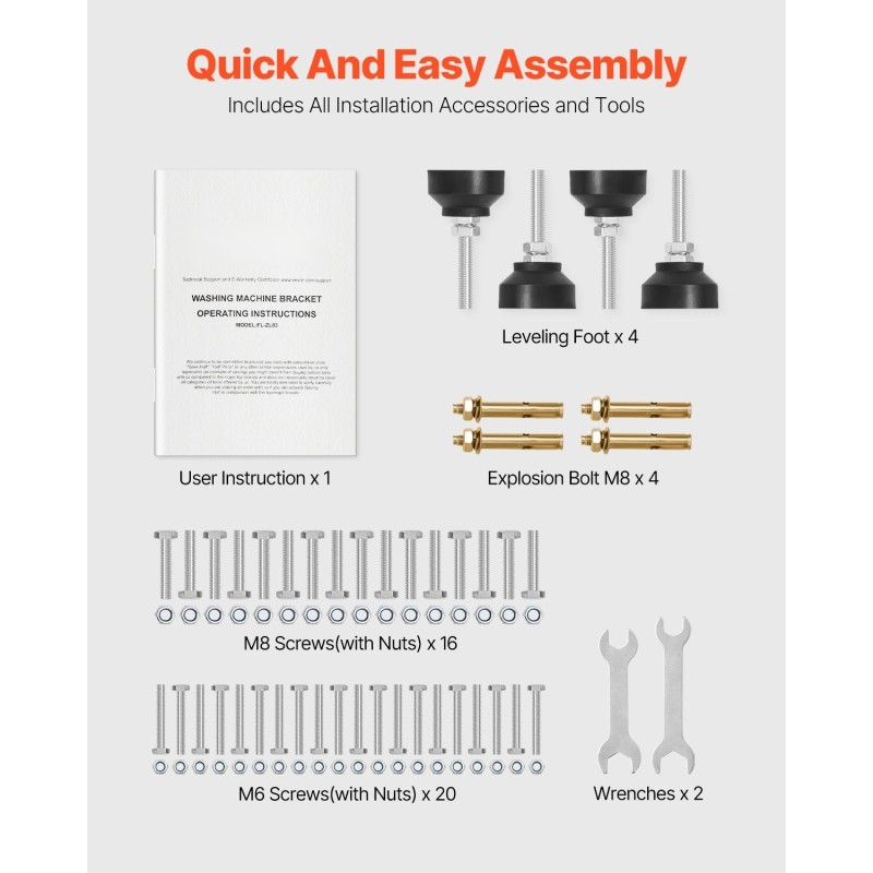 Pesukoneen ja kuivaajan jalusta hiiliteräs kantavuus kaksisataakuusikymmentäseitsemän kilogrammaa kaksitasoinen neljä