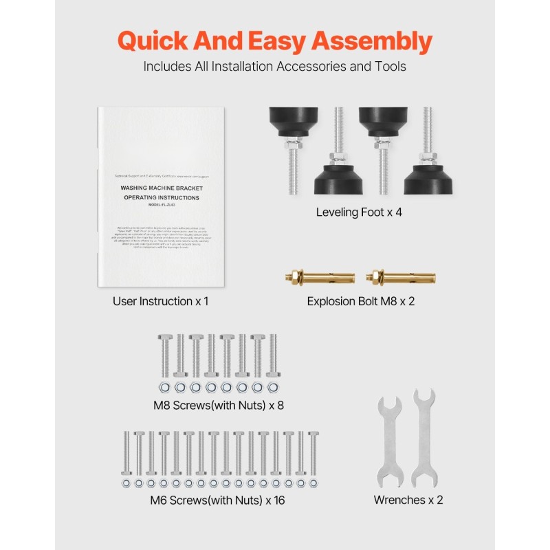 Pesukoneen ja kuivausrummun koroke hiiliteräs 640×635×615 mm 136 kg 4 säädettävää jalkaa
