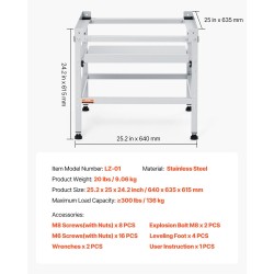 Pesukoneen ja kuivausrummun koroke hiiliteräs 640×635×615 mm 136 kg 4 säädettävää jalkaa
