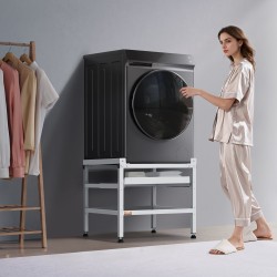 Pesukoneen ja kuivausrummun koroke hiiliteräs 640×635×615 mm 136 kg 4 säädettävää jalkaa