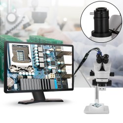 Trinokulaarinen stereomikroskooppi Al-Zn-seosrunko 3.5–90X suurennus 360-asteinen kääntyvä kaksivartinen puomi