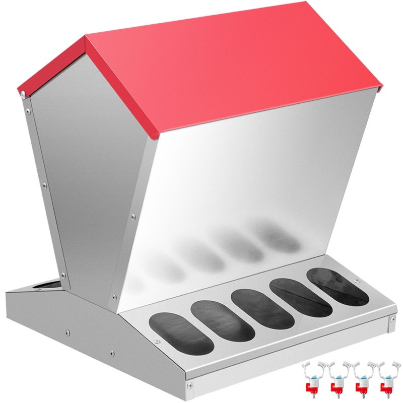 Siipikarjan syöttölaite sinkitty teräs 11,3 kilon kapasiteetti kymmenen syöttöpaikkaa