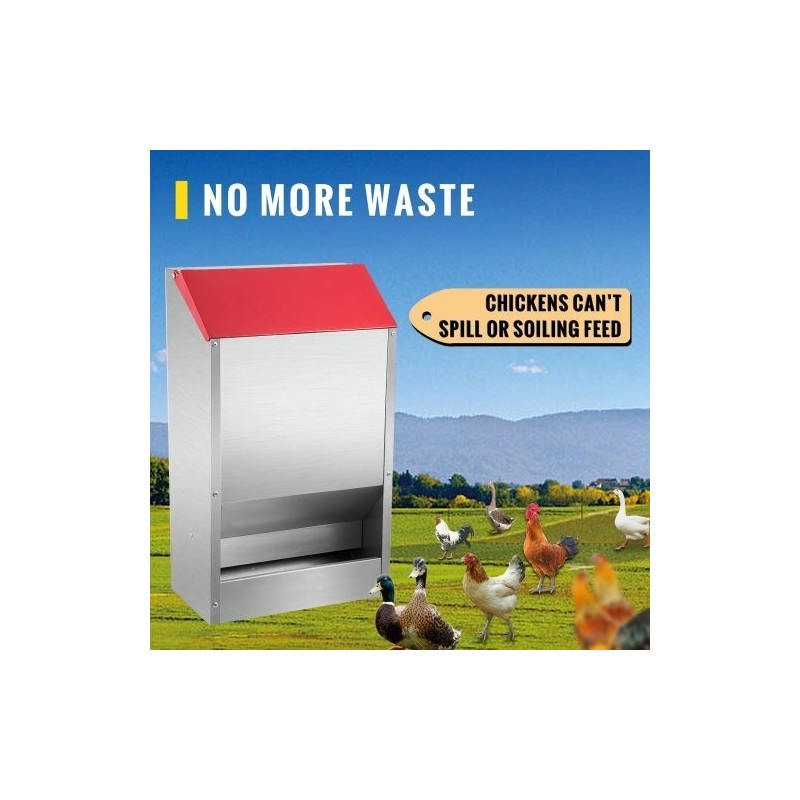 Siipikarjan ruokinta-automaatti galvanoitu teräs maksimikapasiteetti 13,6 kg seinäkiinnitettävä ulkokäyttö