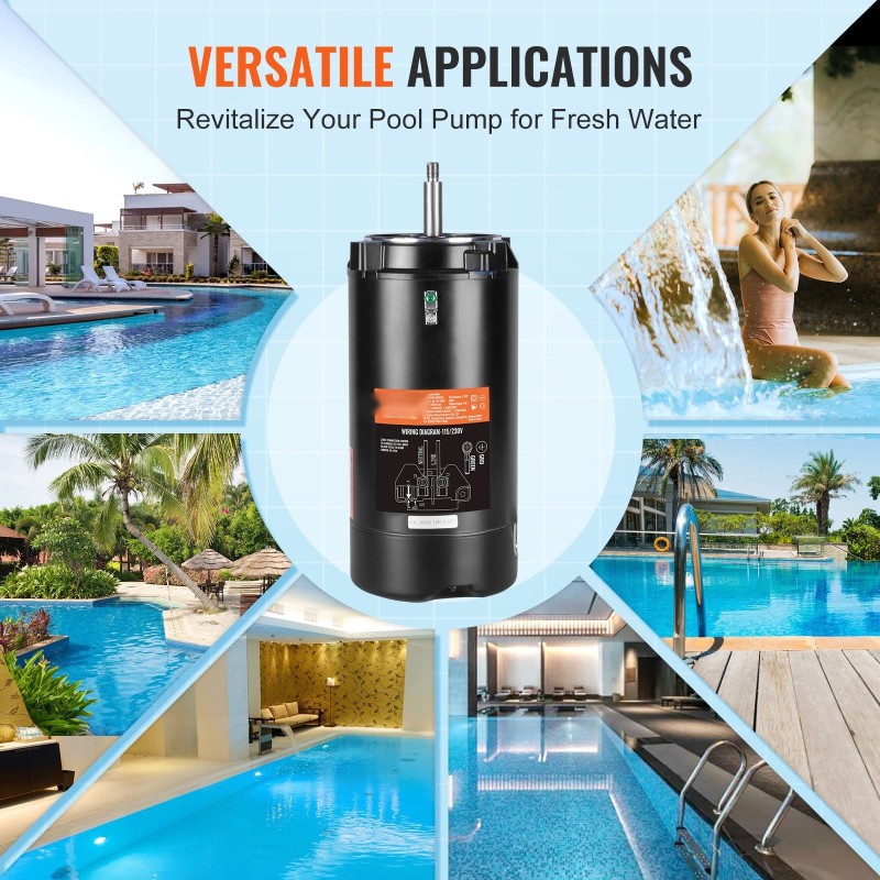 Uima-altaan pumppumoottori 1,5 hv 115/230V 3450 kierrosta minuutissa 56J laippa vastapäivään