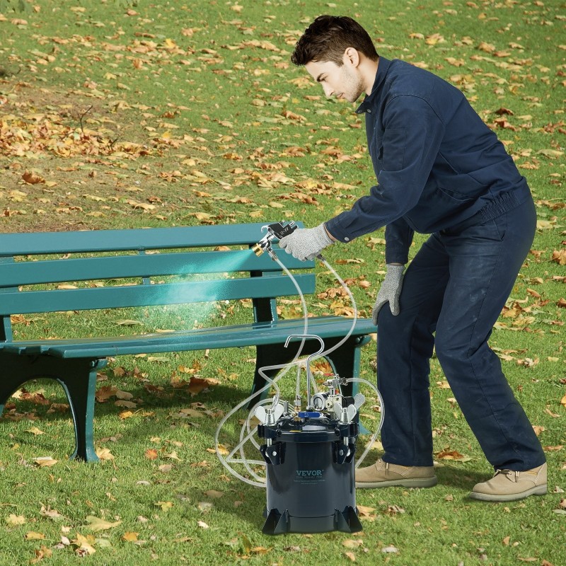 Paineellinen maalisäiliö metalliteräs 10 l kaksoisventtiilit säädettävä paine 4,8 bar