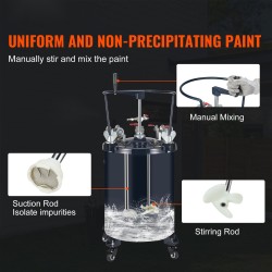 Paineastia maaliruiskulle 30 L terässäiliö manuaalinen sekoitin maksimipaine 4,8 bar