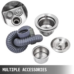 Pesuallas ruostumattomasta ei-magneettisesta teräksestä yhden altaan 40,6x39,4x25,4 cm oikealla työtasolla