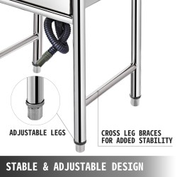 Pesuallas yksialtainen ei-magneettisesta ruostumattomasta teräksestä 44x42x25 cm ammattikeittiöön