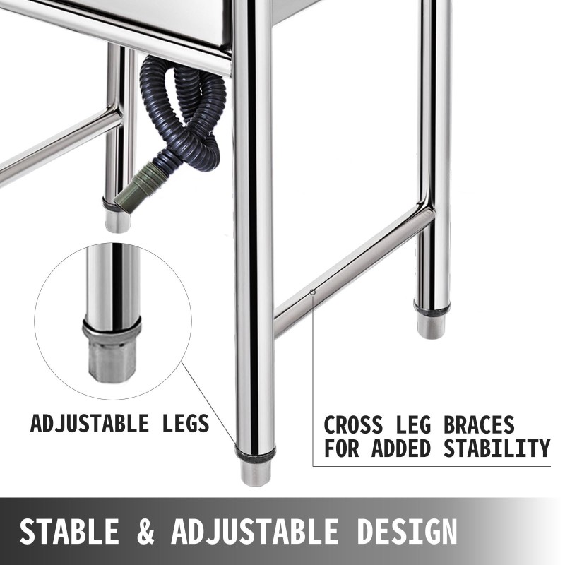 Pesuallas yksialtainen ei-magneettisesta ruostumattomasta teräksestä 44x42x25 cm ammattikeittiöön