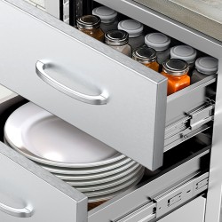 Ulkokeittiön upotettava 3 laatikkoinen ruostumaton teräslaatikosto 470 570 570 mm