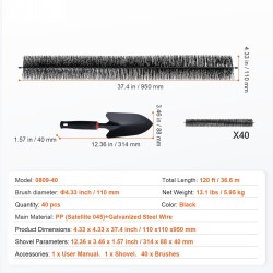 Rännisharja polypropeeniharjaksilla ja galvanoidulla teräsytimellä 36,6 m 110 mm 40 kpl