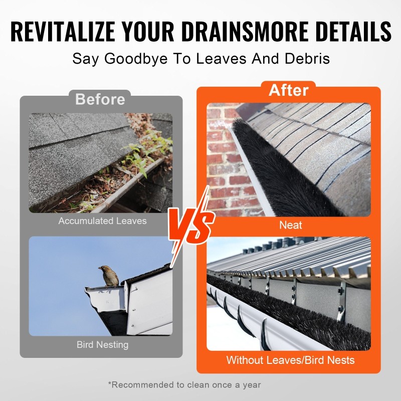 Räystäskouruharja polypropeeniharjakset ja galvanoitu teräslanka 18,3 m halkaisija 133 mm 20 kpl