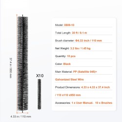 Rännihari 9,1 m 110 mm polypropeeniharjakset sinkitty teräslanka 10 kpl lehtienesto
