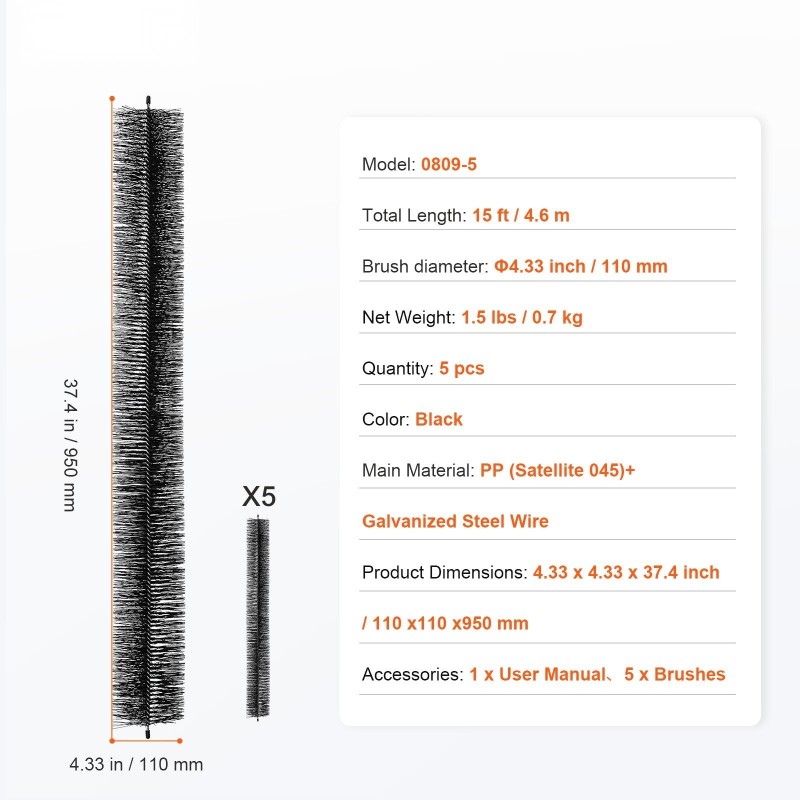 Vesikouruharja polypropeeniharjakset sinkitty teräslanka 110 mm halkaisija 4,6 m 5 kpl