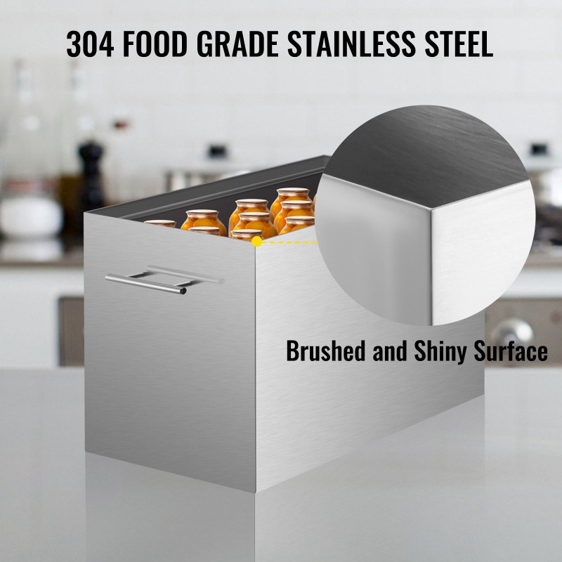 Liesikäyttöinen vesihaudekattila 304 elintarvikelaatuinen ruostumaton teräs 49 l 15 purkkia 2 telinettä