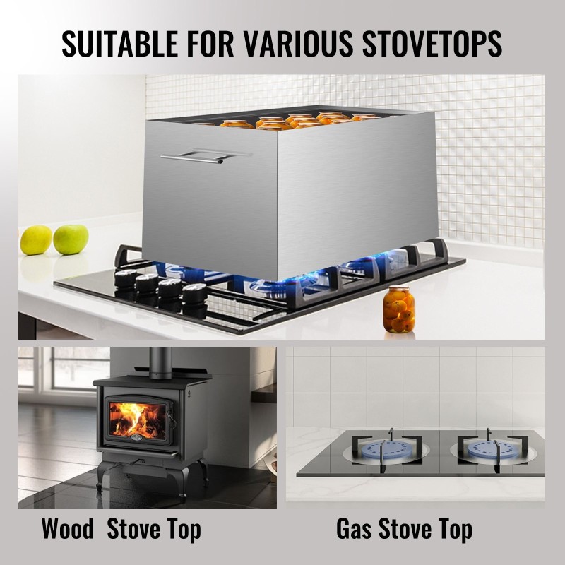 Liesikäyttöinen vesihaudekattila 304 elintarvikelaatuinen ruostumaton teräs 49 l 15 purkkia 2 telinettä