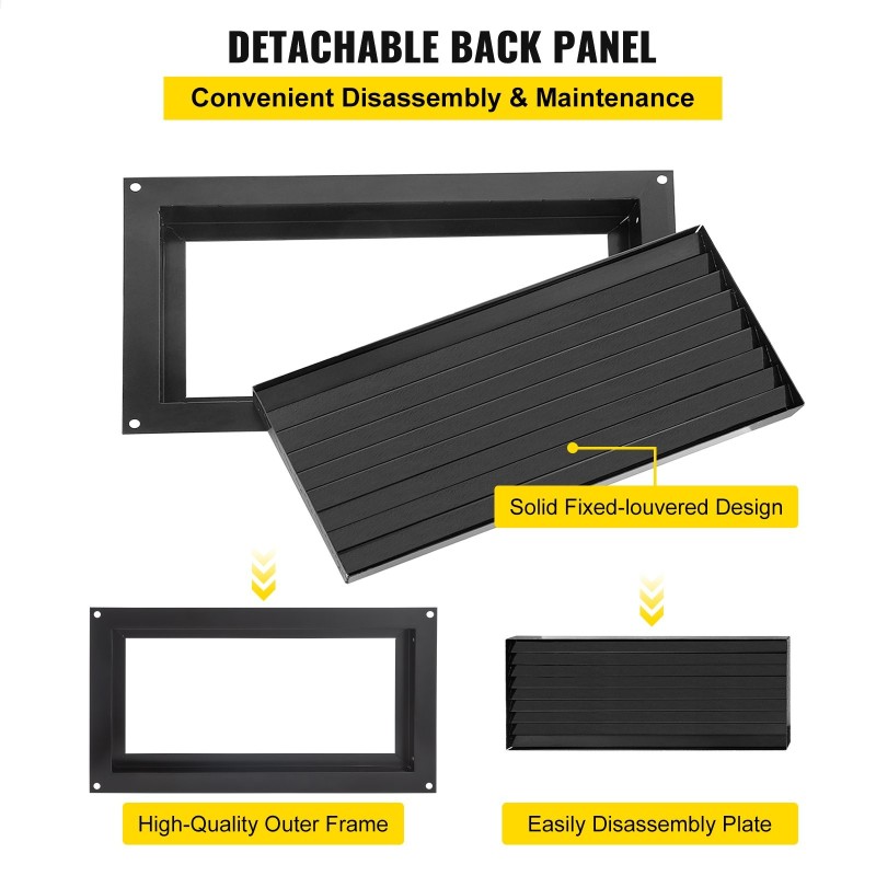 Ryömintätilan tulvaventtiili sinkkipinnoitettua terästä 406 x 203 mm seinään asennettava