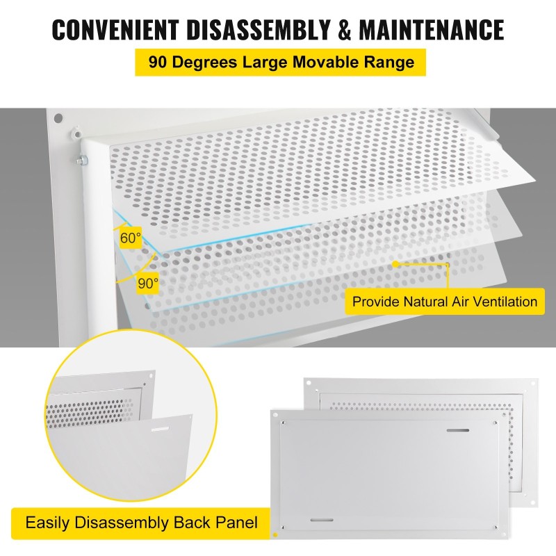 Perustuksen tulvaventtiili sinkkipinnoitettua terästä 406 x 203 mm valkoinen seinäasennukseen