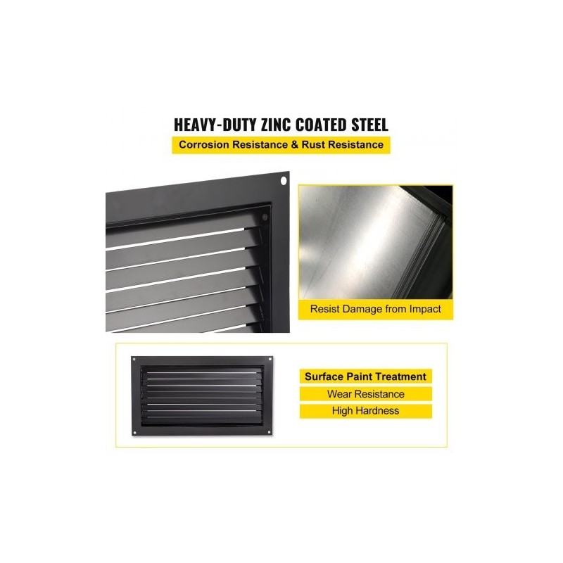 Tulvaluukku sinkitty teräs 406 x 203 mm seinäasennettava musta ryömintätiloihin