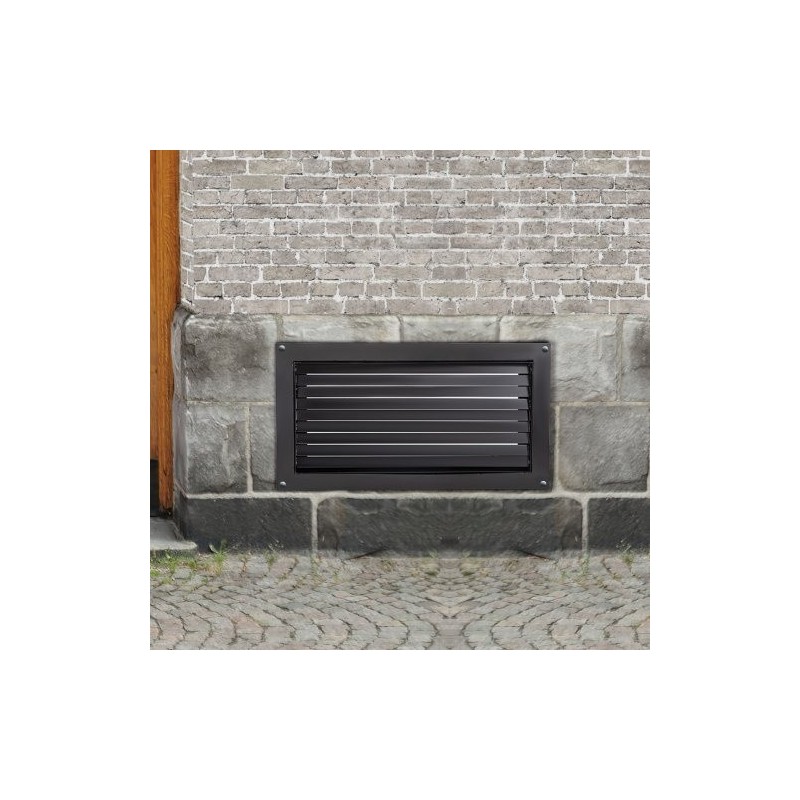 Tulvaluukku sinkitty teräs 406 x 203 mm seinäasennettava musta ryömintätiloihin