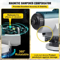 Optinen automaattinen vaaituslaite 26X 40 mm aukko IP54 magneettisesti vaimennettu kompensaattori kuljetuslaukulla