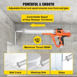 Makkaramallinen sähkökäyttöinen saumauspistooli alumiini PA6 300 ml ja 600 ml patruunoille