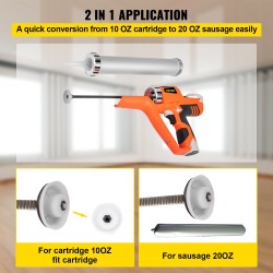 Makkaramallinen sähkökäyttöinen saumauspistooli alumiini PA6 300 ml ja 600 ml patruunoille