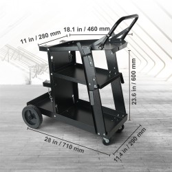 Hitsauskärry 3-tasoinen teräsrakenne korkea kantavuus 2 kaasupullon paikkaa