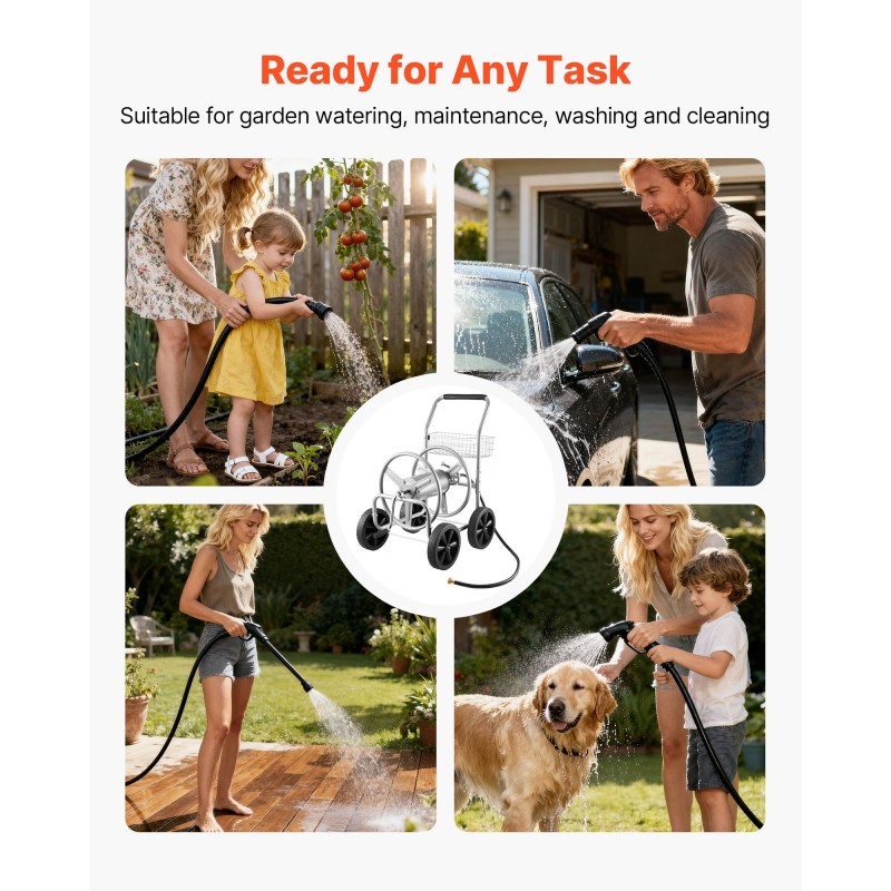 Vesiletkukärry jauhemaalattu teräs 15,9 mm 91,4 m kapasiteetti 10 tuuman pyörät