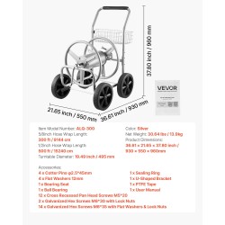 Vesiletkukärry jauhemaalattu teräs 15,9 mm 91,4 m kapasiteetti 10 tuuman pyörät