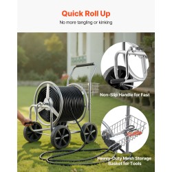 Letkukelkkavaunu jauhemaalattua terästä 15,9 mm letkulle 76 m irrotettavalla kelalla neljällä pyörällä