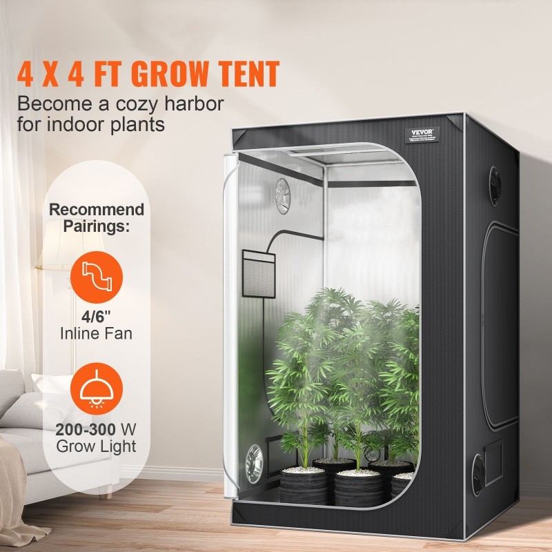 Kasviteltta 2000D Oxford-kangas 122 x 122 x 203 cm heijastava Mylar tarkkailuikkunalla