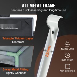 Kasviteltta 2000D Oxford-kangas 122 x 122 x 203 cm heijastava Mylar tarkkailuikkunalla