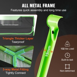 Kasviteltta 300x300x200 cm 600D heijastava sisäpinta teräsrunko tarkkailuikkunalla