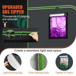 Kasviteltta 300x300x200 cm 600D heijastava sisäpinta teräsrunko tarkkailuikkunalla