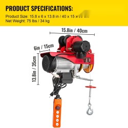 Sähkönostin vaunulla valurauta ja alumiini kaksoisvaijerilla 800 kilogrammaa 1300 wattia 12 metriä